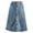 Blue, variant on Womens Stretch Denim Jean Button Flare Vintage Skirt With Side Pocket