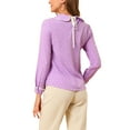 thumbnail image 4 of INSPIRE CHIC Women's Cute Ruffle Peter Pan Collar Long Sleeve Sweet Blouse Tops S Purple, 4 of 8