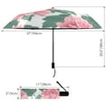 thumbnail image 3 of Peony Flower with Green Leaves Compact Sun Umbrella Windproof Travel Umbrellas for Rain Strong Portable UV Protection, 3 of 8