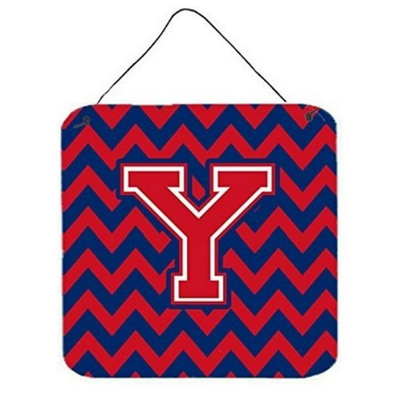 Letter Y Chevron Yale Blue & Crimson Wall or Door Hanging Prints