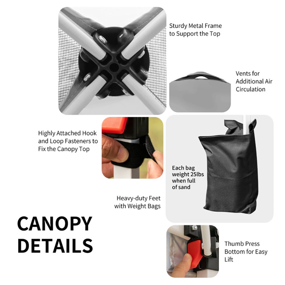 Aimee Lii 10 x 10 Feet Outdoor Pop-up Camping Canopy Tent with Roller Bag, Backyard Canopy Gazebo, Gray Aimee Lii 10 x 10 Feet Outdoor Pop-up Camping Canopy Tent with Roller Bag, Backyard Canopy Gazebo, Gray