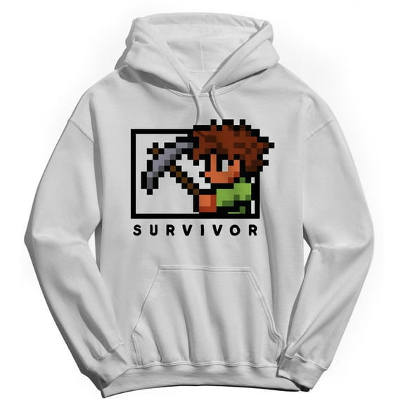 Terraria Survivor Graphic White Men's Cotton Pullover Hoodie