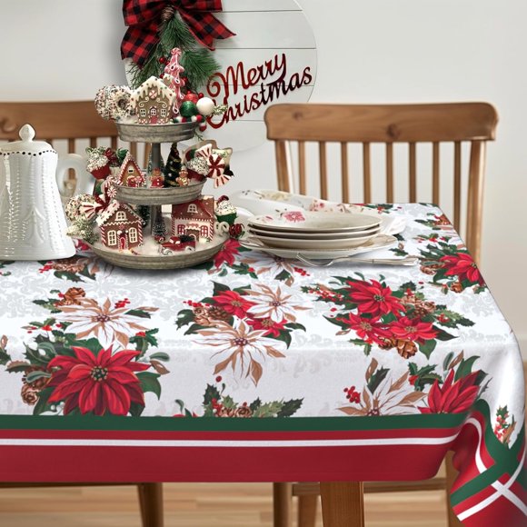 Christmas Tablecloth Waterproof Fabric Xmas Christmas Table Cloth for New Year''s Day and Christmas Home Decoration - 60" X 120" Rectangle/Oblong