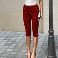 thumbnail image 3 of Women Y3k Side Split Capri Pants Polka Dots Low Rise Fitted Cropped Leggings Casual Stretchy Dressy Capris Going Out, 2XL, 3 of 8