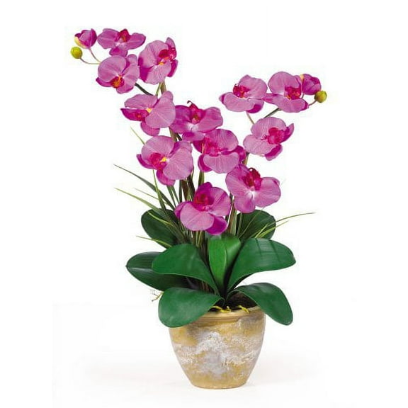 Nearly Natural Double Phalaenopsis Silk Orchid Flower Arrangement, Orchid