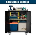 thumbnail image 3 of Onuobao Lockable Metal Adjustable Shelf Garage Cabinet with Wheels and 2 Door, Black, 3 of 9