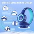 thumbnail image 2 of Auriculares estéreo para niños POWMEE P10 con micrófono ajustable, color azul, 2 of 7