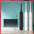 thumbnail image 3 of Cepillo de dientes eléctrico sónico con suspensión magnética de carga, 8 cepillos con estuche de viaje, 3 of 4
