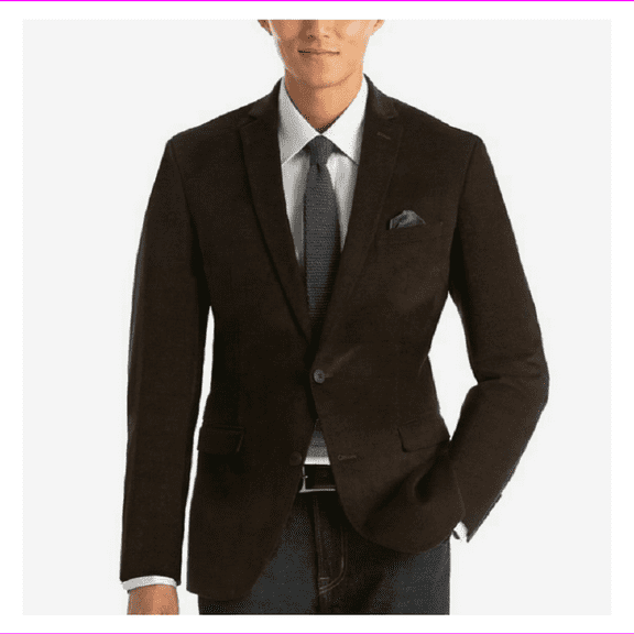 Kenneth Cole Men's Slim-Fit Corduroy Sport Coat, Dark Brown, 40L