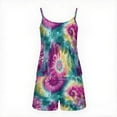 thumbnail image 4 of Women’s Tie Dye Pajama Set – Spaghetti Strap Camisole & Shorts (Playful Lounge Set for Cozy Days), 4 of 5