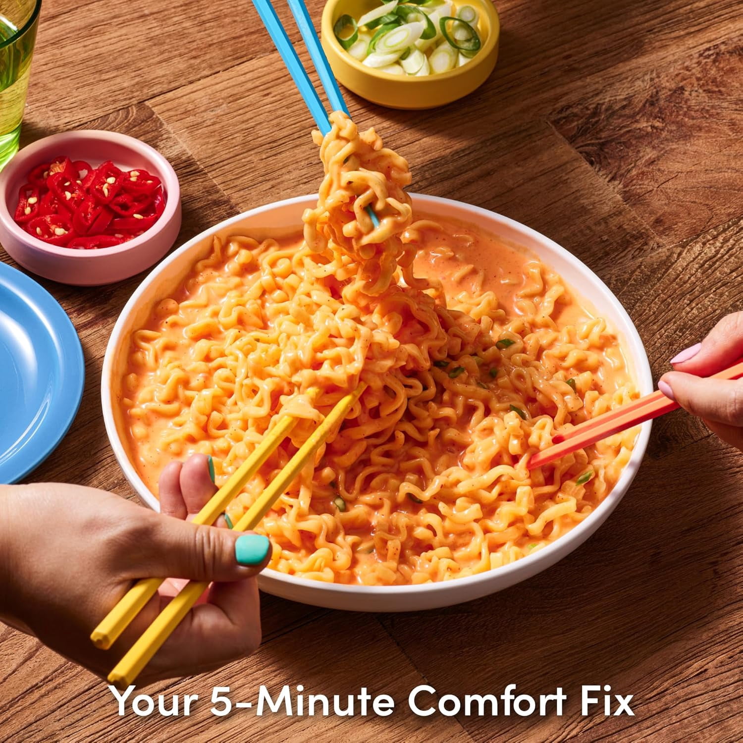 Cheesy Stir-Fry Ramen Bowl (Pack of 6) – Spicy Chili & Cheddar Flavor Bold, Creamy & Cheesy Korean Instant Noodles 3.88 oz