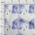 thumbnail image 1 of oneOone Cotton Poplin Bluish Violet Fabric Texture & Anchor Hook Watercolor Quilting Supplies Print Sewing Fabric By The Yard 56 Inch Wide, 1 of 4