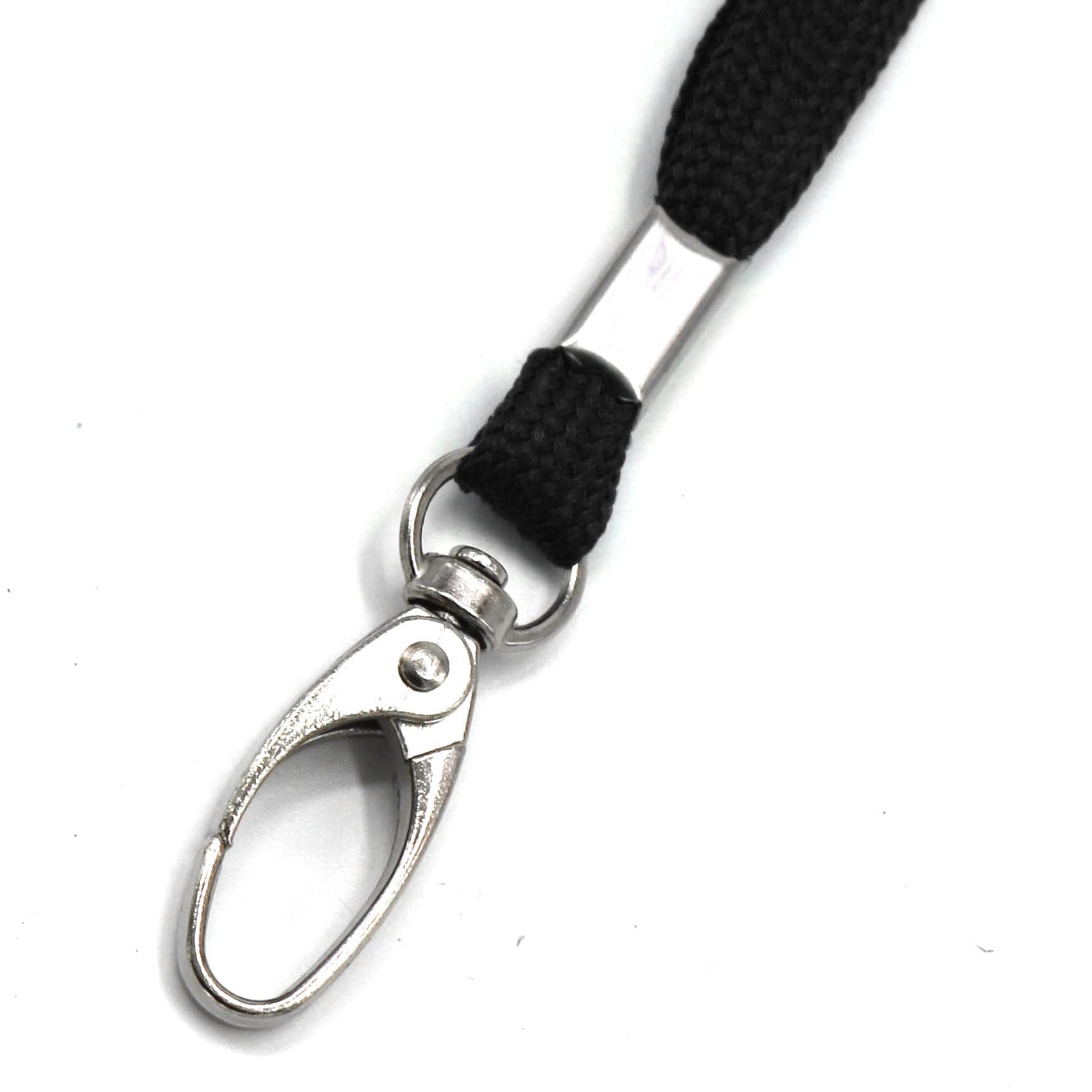 100 Pack Lanyards Bulk Black Lanyard For Office Id Badges Flat With Badge Clip Swivel Hook (100  Black)