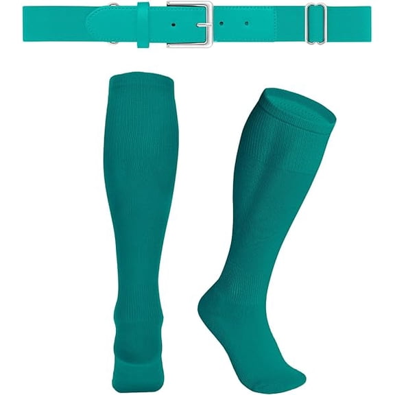 Eryueer Baseball Socks and Belt Combo Set Boys Baseball Belt and Socks Elastic Softball Socks and Belt for Adults and Youth