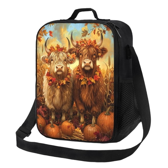 Highland Cow Lunch Bag Reusable Lunch Box Insulated Tote Bag with Adjustable Shoulder Strap
