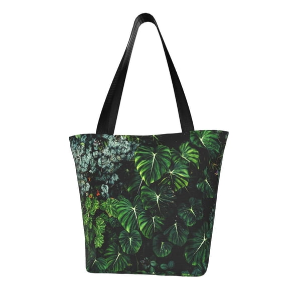 Fotbe Lush Foliage Green Plant Pattern Beach Tote,Shoulder Handbag,Spacious Tote Bag,Lightweight Travel Bag,Versatile Shopping Bag