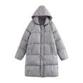 thumbnail image 1 of Gibobby Chamarra larga mujer, Chaquetas de plumón para mujer, chamarra larga para mujer, Abrigo Con Capucha Manga Larga(Gris,XG), 1 of 4