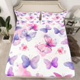 thumbnail image 2 of Homewish Lovely Dreamy Butterfly Twin Sheet Sets,Watercolor Splatter Ink Twin Fitted Sheet,Pink Purple White Flat Sheet For Kids,Luxury Bedroom Decor,3-Piece, 2 of 7