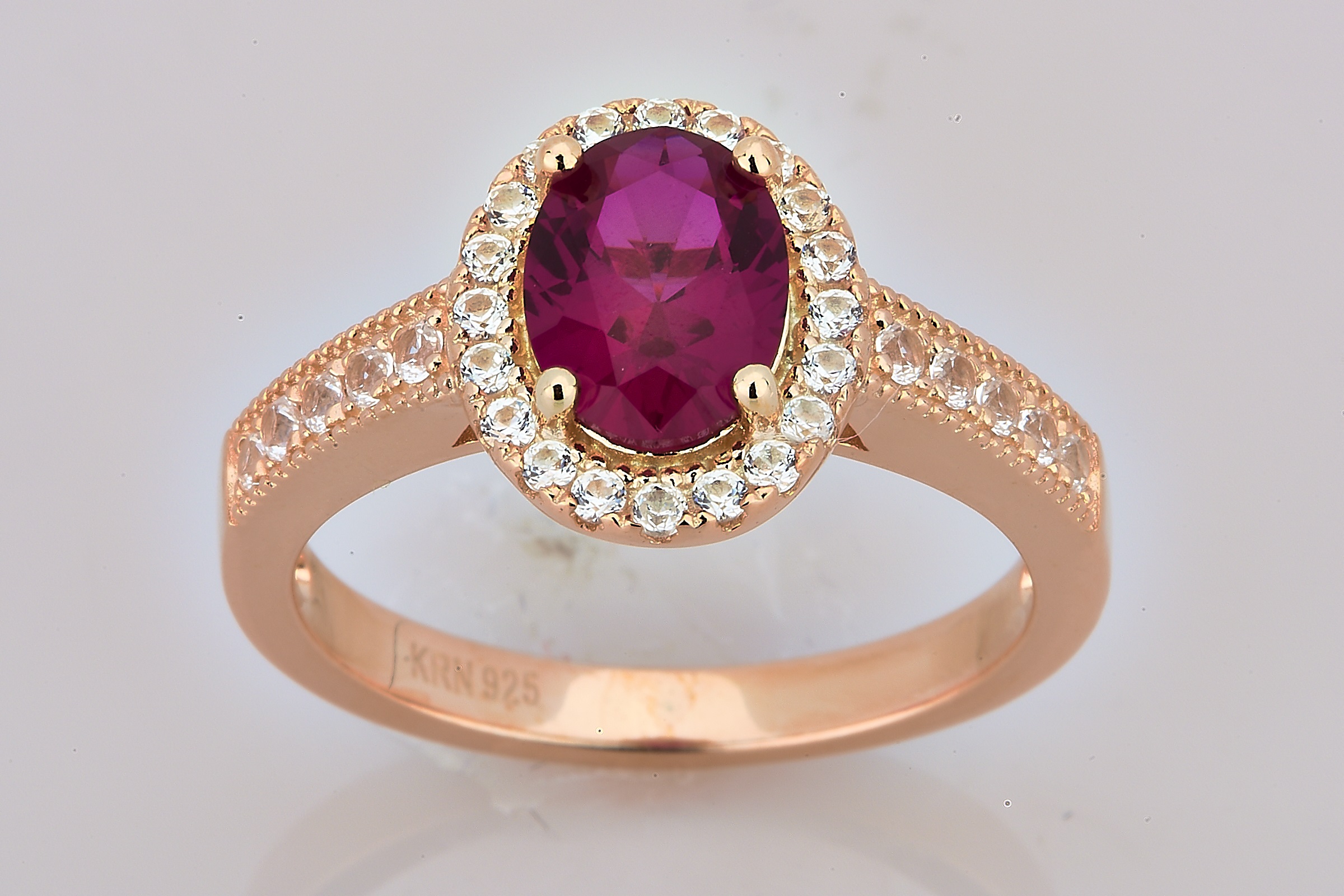 Arista 1 7/8 Carat T.W. Created Ruby and White Sapphire Women's Halo Engagement Ring in Sterling Silver