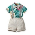 thumbnail image 2 of Kids Toddler Boys Shorts Set Casual Short Sleeve Shirt Vacation Style Tops Suspender Shorts With Tie Gentleman Two Piece Clothes Set Summer Outfits,Size 18 Months 24 Months, 2 of 7