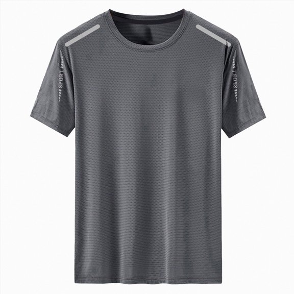 COMVALUE Summer Ice Silk Shirts for Men Women Short Sleeve Crew Neck Tee Tops Outdoor Sport Lightweight Breathable Summer Shirts (Grey, 4XL)