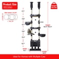 thumbnail image 3 of Furcato Cat Tree, Floor to Ceiling Cat Tower Adjustable Height [92.9-102.4in=235-258cm], 7 Tiers Cat Climbing Play House, Smoky Grey, 3 of 9