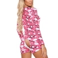 thumbnail image 4 of LMLYSoH Women's Sexy High Waist Playsuit, Casual Pattern Printing Romper, Long Sleeve Short Pants Home Clothing, 4 of 9