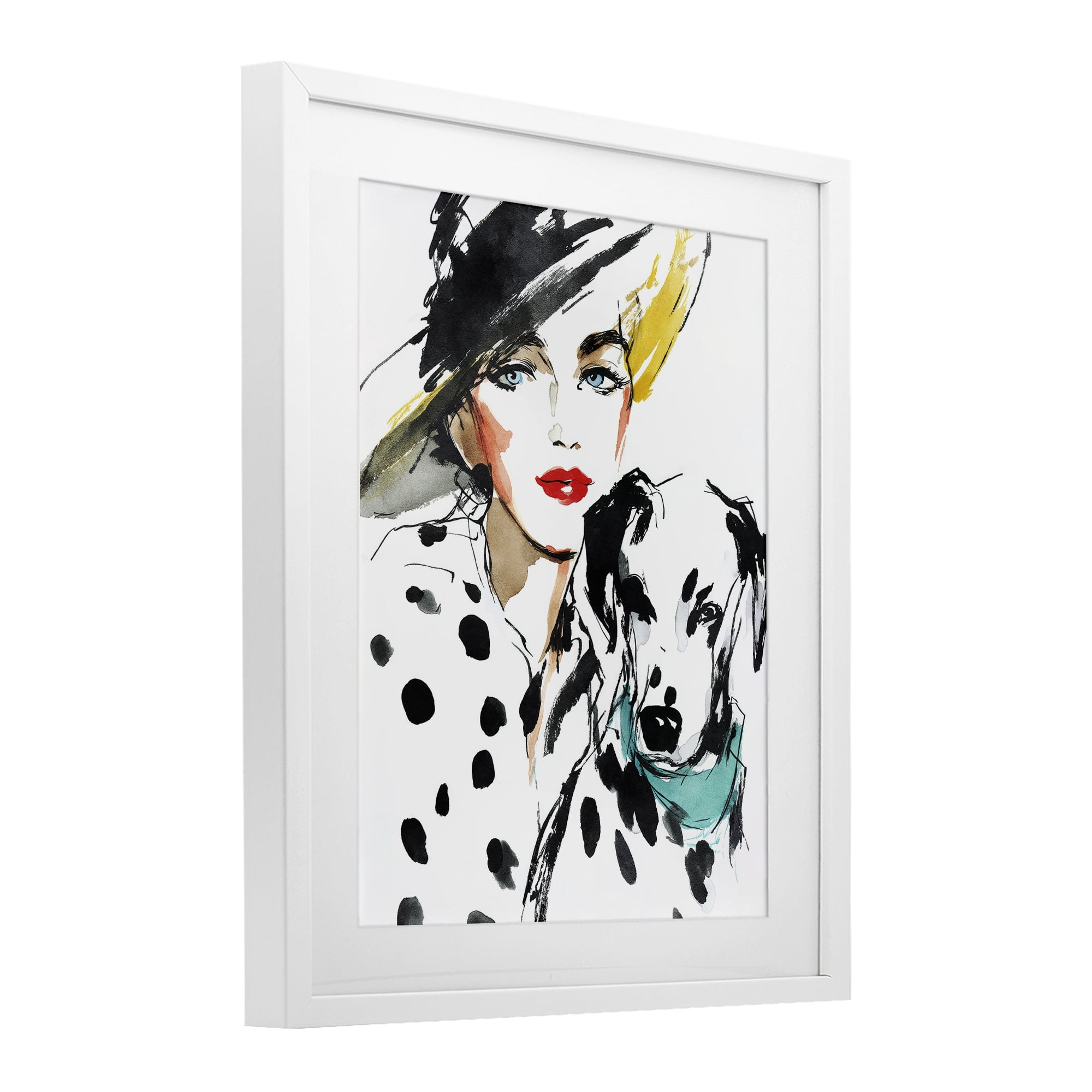 Stupell Industries Trendy Dalmatian Muse White Framed Print Under Glass, design by Svetlana Aleynikova