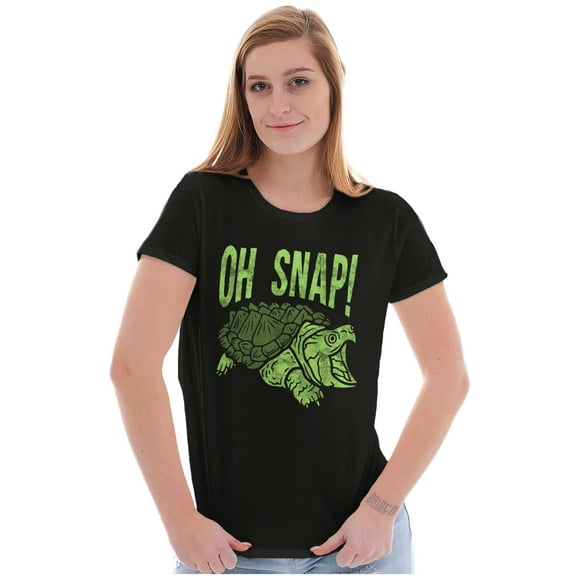 Funny Oh Snap Turtle Animal Pun Womens Slim Fit Graphic Tee Brisco Brands S