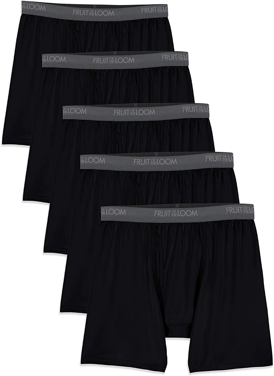 Fruit of the Loom Men's MicroStretch Boxer Briefs, black/Gray, XLarge