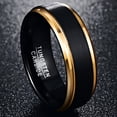 thumbnail image 3 of Black Face Gold Side Tungsten Steel Ring Men's Ring Jewelry, 3 of 5