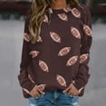 thumbnail image 3 of MVRLSH Essentials Hoodies for Women Sequin Football Graphic Crewneck Long Sleeve Casual Pullover Spring Fall Layering Daily Outfit Match Sweatshirt Brown - M, 3 of 4