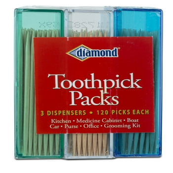 Diamond Toothpick Dispenser Packs, 3 Count, 120 Toothpicks Each