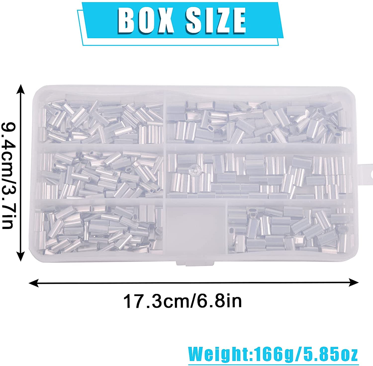 Aluminum Single Barrel Crimp Sleeves Kit -500pcs Aluminum Crimping Loop  Sleeve Assortment Kit for Wire Rope and Cable Fishing Line Tube Connectors  for Leader Rigging Oval/Round 