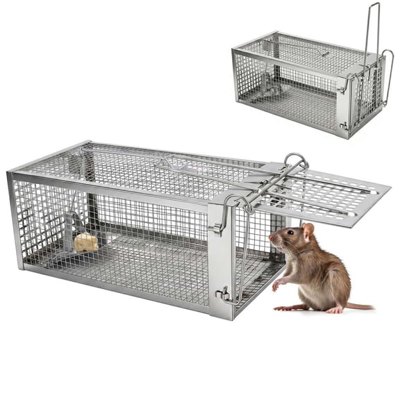 Deago 2 Pack Humane Rat Trap Mouse Traps Cage for Indoor or Outdoor, Small Rodent Chipmunk Squirrel Trap Live Animal Cage Catch and Release