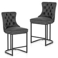 thumbnail image 3 of Summit Living 26 inch Bar Stools Set of 2, Button Back Faux Leather Bar Chairs with Nailhead Trim for Kitchen Dining, Black, 3 of 10