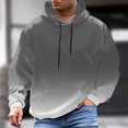 thumbnail image 2 of Caqnni Men's Casual Colorblock Pullover Fashion Loose Fit Long Sleeve Graphic Trendy Drawstring Hoodie Sweatshirt (XL,Grey), 2 of 4