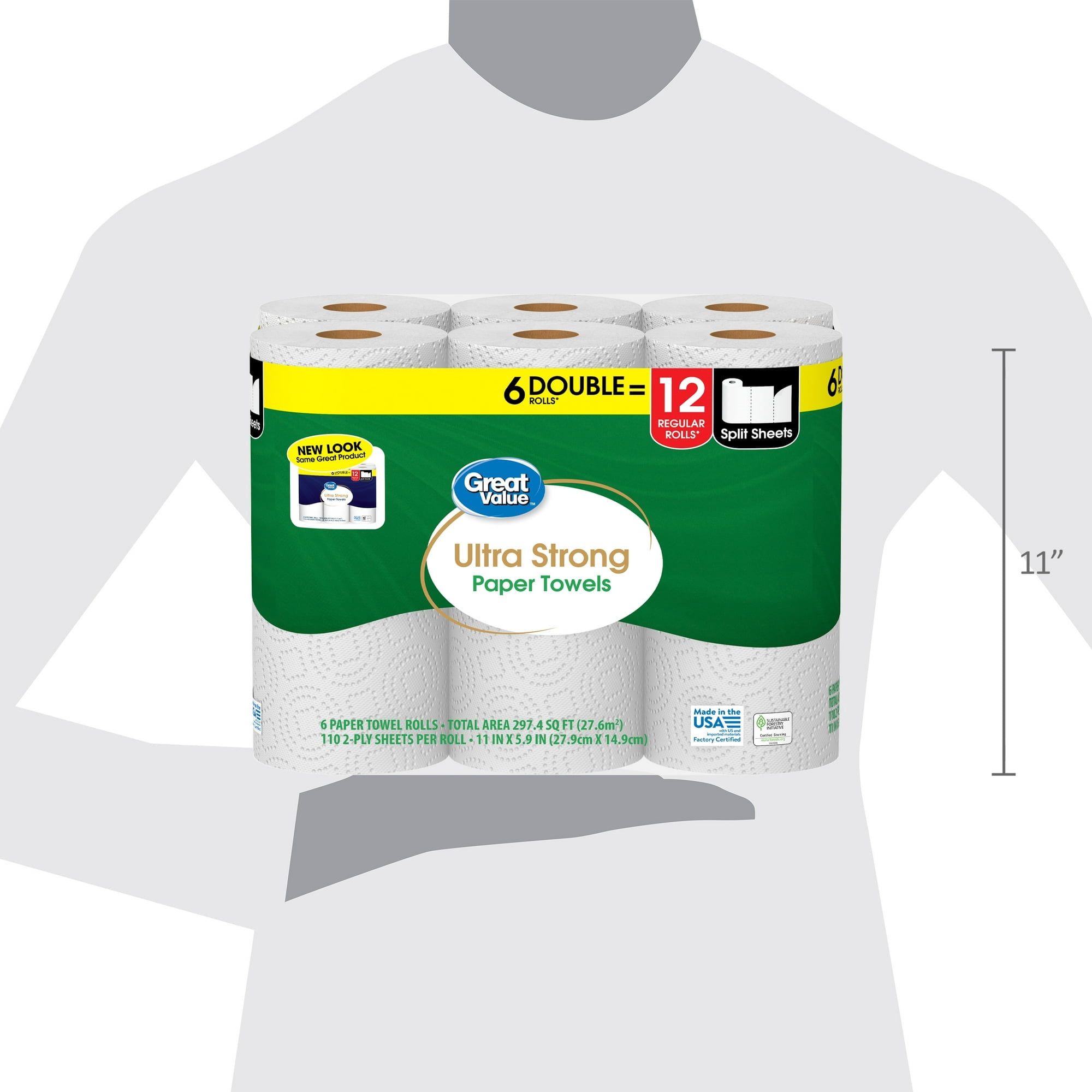 Ultra Strong Paper Towels, 6 Double Rolls