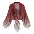 thumbnail image 3 of Fznquz Plus Size Cardigan for Women Chiffon Cover Up Cardigan Puff Sleeve Multicolor Trendy Soft Ladies Blouses, 3 of 7