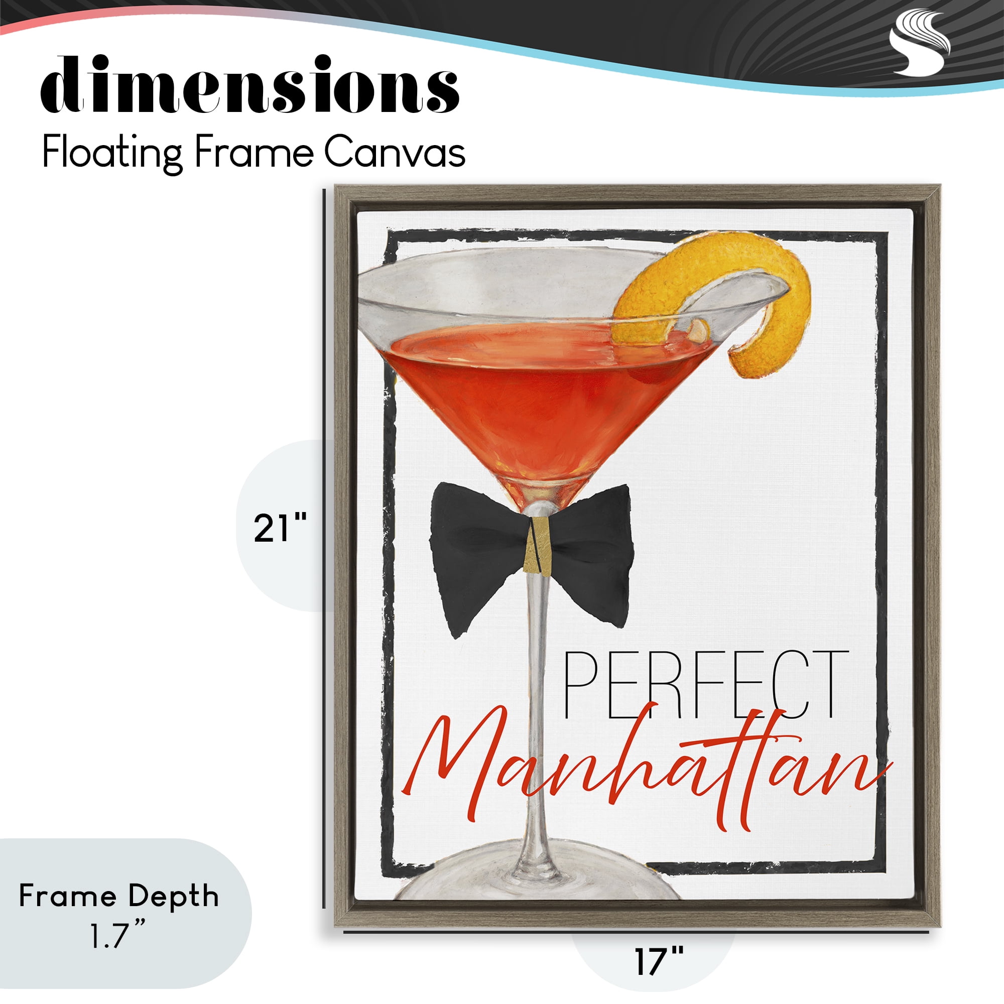 Stupell Industries Perfect Manhattan Cocktail Brown Framed Floater Canvas Wall Art, design by Lorenzo Collective