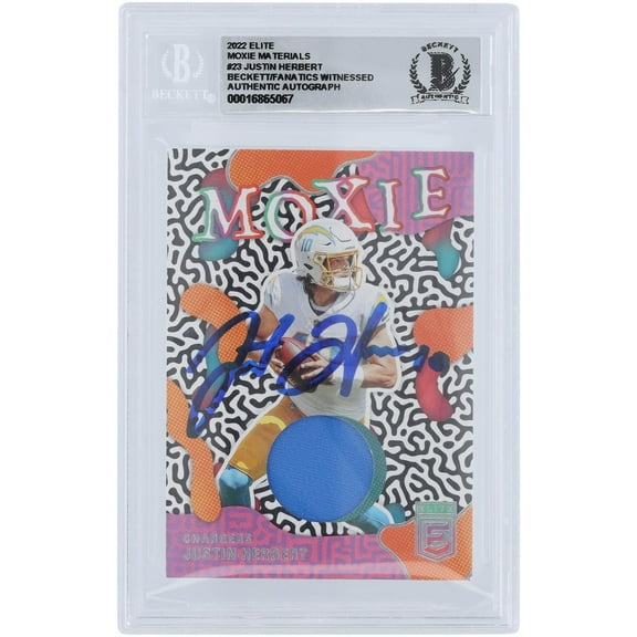 Justin Herbert Los Angeles Chargers Autographed 2022 Panini Elite Moxie Relic #MO-23 Beckett Fanatics Witnessed Authenticated 10 Card - Fanatics Authentic Certified