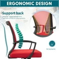 thumbnail image 5 of Lacoo Mid-Back Office Desk Chair Ergonomic Mesh Task Chair with Lumbar Support, Red, 5 of 8
