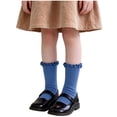 thumbnail image 2 of Huiway 3 Pairs Toddler Girls Ruffle Socks Kids Cute Frilly Solid Color Long Socks Soft Knit Mid Tube Socks, 2 of 9