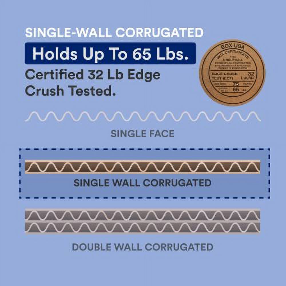 BOX USA Moving Boxes Medium 13"L x 10"W x 13"H, 25-Pack, Corrugated Cardboard Box for Packing, Shipping and Storage