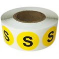 thumbnail image 1 of Autocollants de Taille de Vêtements de Couleur Jaune S 0,75" Pouce Rond 500 Pack, 1 of 1
