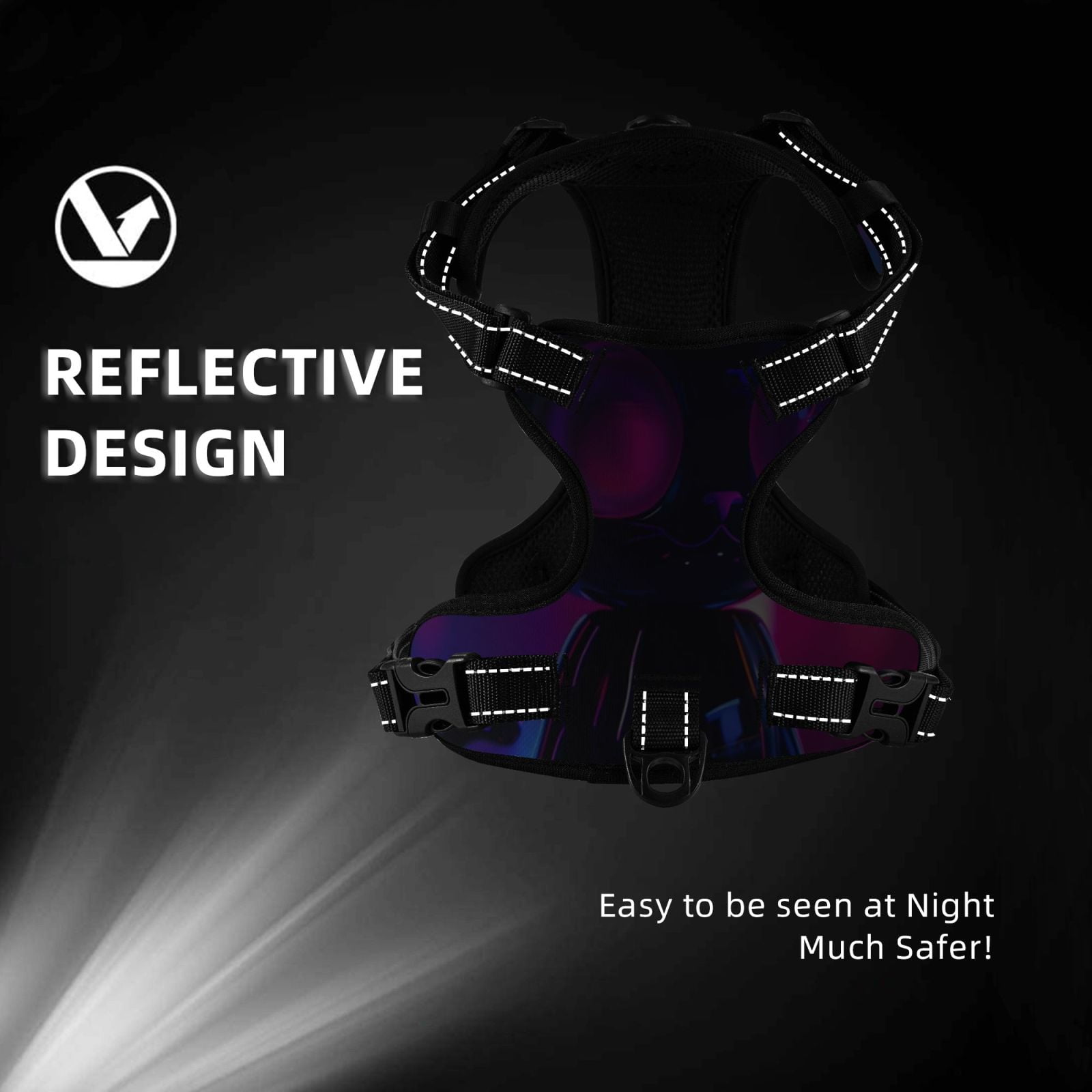 Picia Neon Toy Cat Reflections No-Pull Dog Harness Reflective Front Clip Vest with Handle,Step-in Air Dog Harness,Adjustable 2 Metal Rings 4 Buckles,Easy to Put on & Take Off X-Large