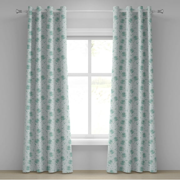 Ambesonne Animal Grommet Curtain, Characters Daisy, 50" x 108", Mint Green and Baby Blue