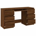 thumbnail image 3 of vidaXL Writing Desk Brown Oak 140x50x77 cm Engineered Wood, 3 of 5