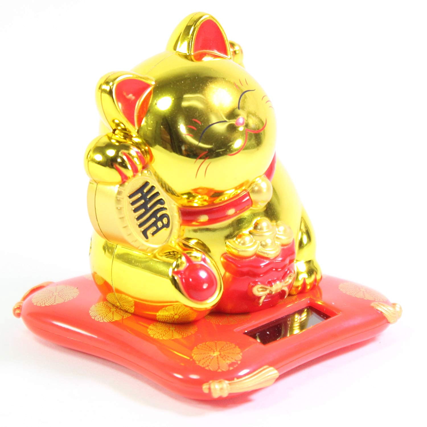 Large Gold Happy Beckoning Fortune Happy Cat Maneki Neko Solar Toy Home Decor Business Part Gift New