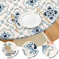 thumbnail image 4 of Fitted Round Tablecloth with Botanical Floral Print, Stretch Edge Design, Made of Durable Polyester, Fits 44-52 Inch Tables for Indoor or Outdoor Use, 4 of 7